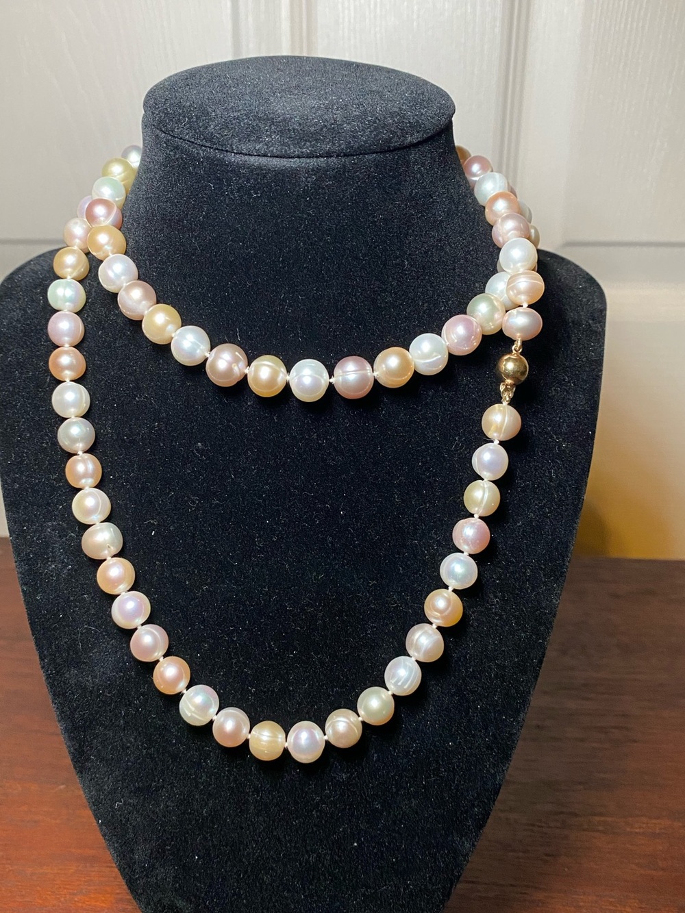 Vintage Cultured Freshwater Pearl Opera Necklace 32.5” 14K Gold Clasp